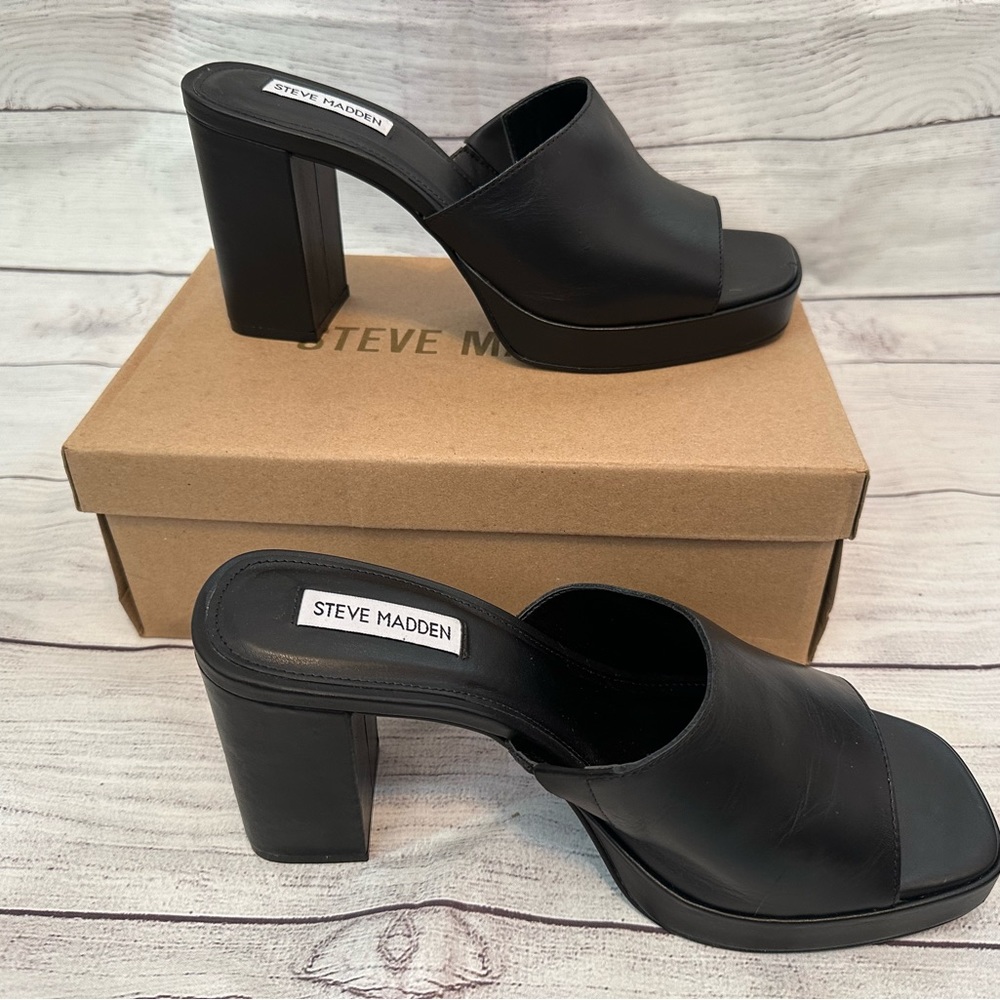Steve Madden leather slip on platform mule sandal